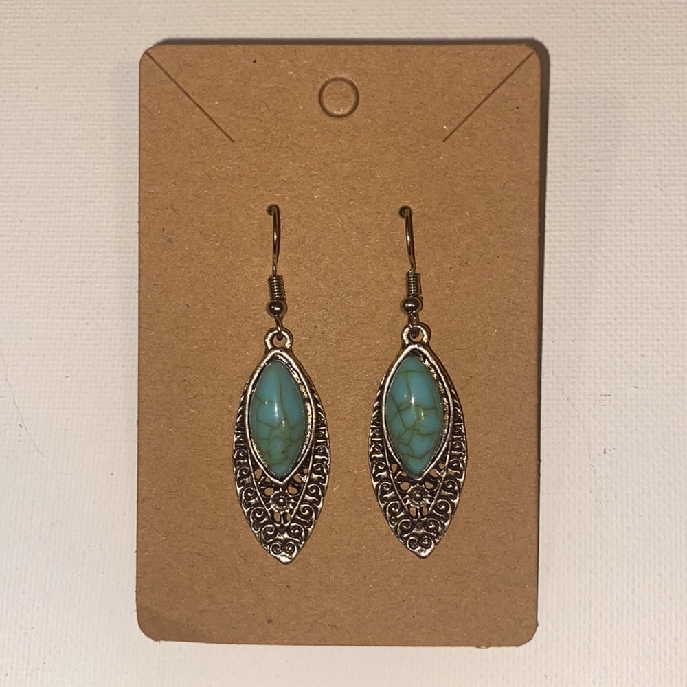 silver turquoise dangle earrings